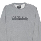 GUESS Mens Grey Crew Neck S Cotton Blend Sweatshirt Logo Casual Pullover
