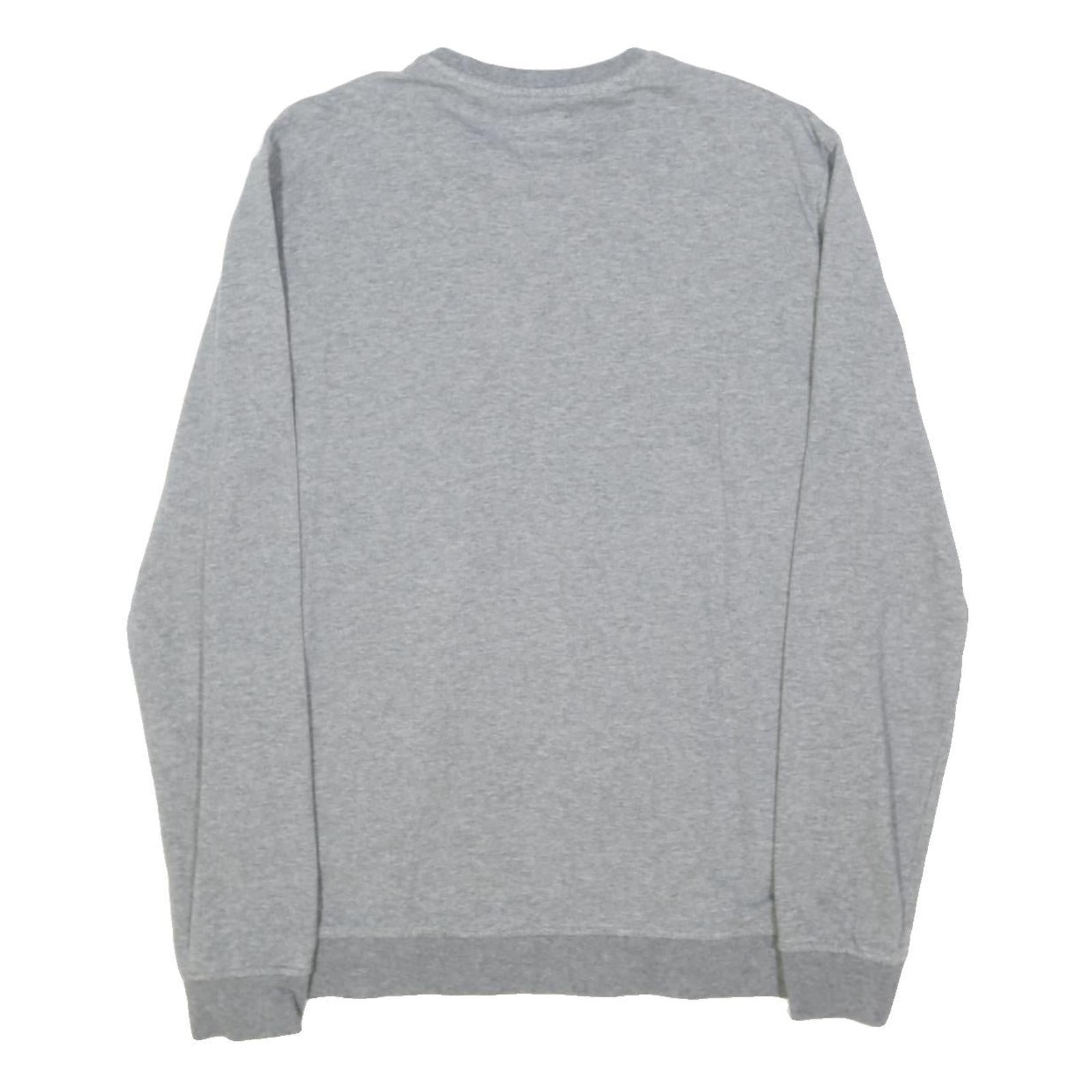 GUESS Mens Grey Crew Neck S Cotton Blend Sweatshirt Logo Casual Pullover