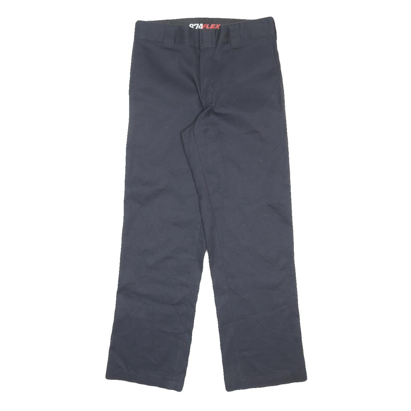 DICKIES Mens Cotton Blend Navy Regular Fit Straight Leg Trousers W30 L30