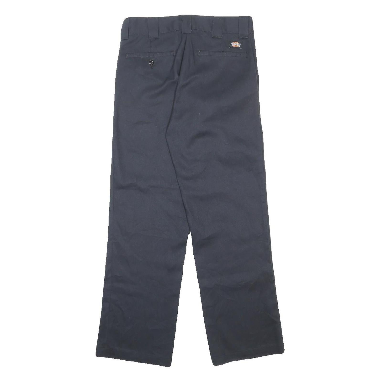 DICKIES Mens Cotton Blend Navy Regular Fit Straight Leg Trousers W30 L30