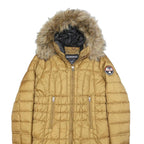 NAPAPIJRI Womens Beige Polyamide Quilted Long Sleeve Zip Jacket M Fur Hood