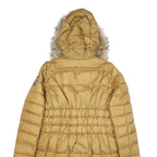 NAPAPIJRI Womens Beige Polyamide Quilted Long Sleeve Zip Jacket M Fur Hood