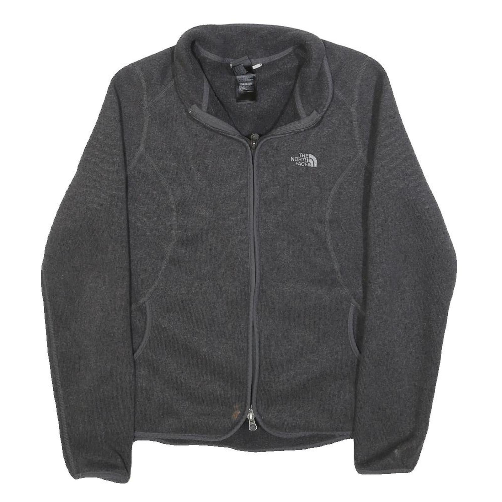 THE NORTH FACE Womens Grey Jacket L Polyester Blend Plain Zip Outdoor Warm
