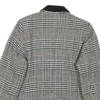 Womens Black White Checked Wool Button Jacket M Tailored Classic Collar