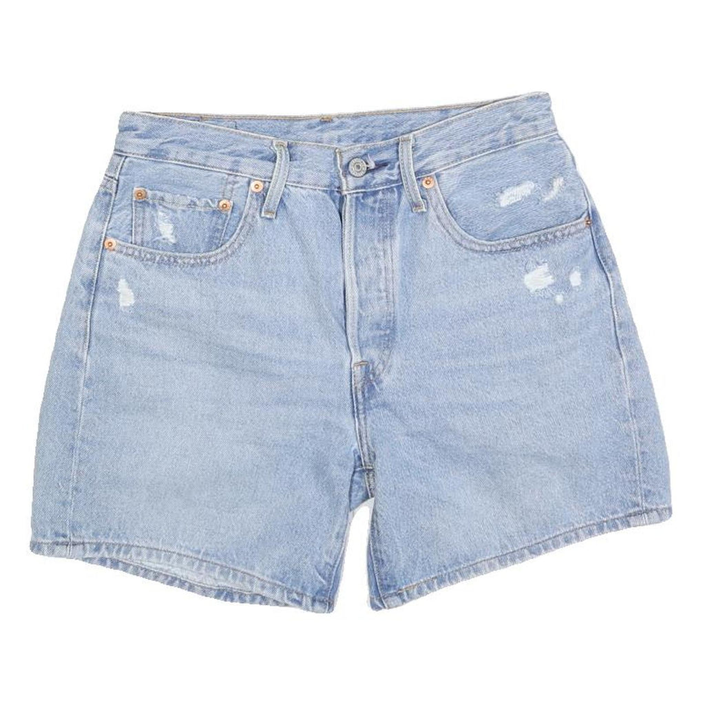 LEVI'S Womens Light Blue Denim Casual Shorts XS W26 Classic Fit Distressed