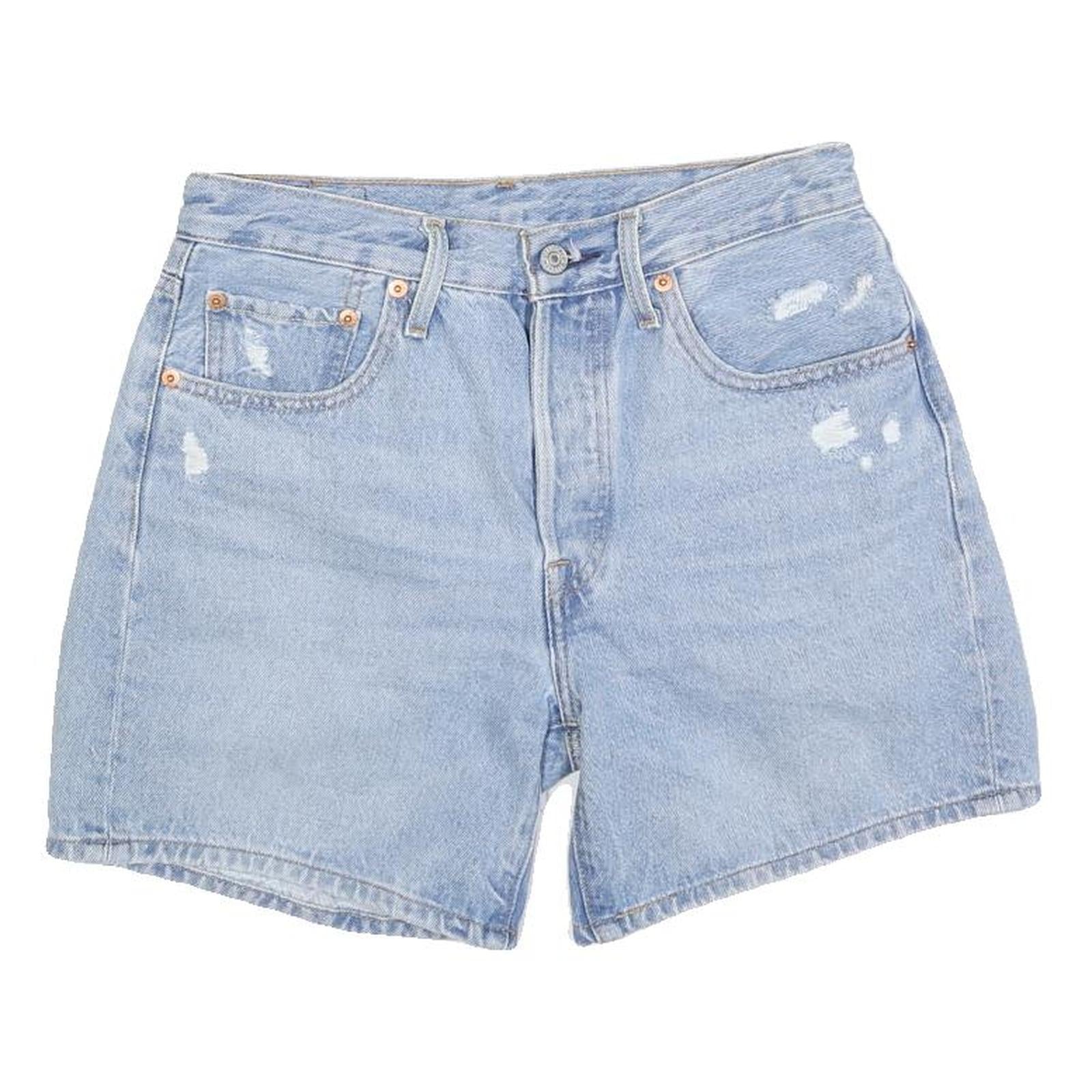LEVI'S Womens Light Blue Denim Casual Shorts XS W26 Classic Fit Distressed