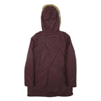 LEVI'S Womens Maroon Zip Jacket M Polyester Blend Plain Winter Parka Coat Hooded