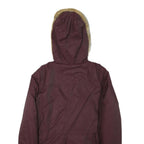 LEVI'S Womens Maroon Zip Jacket M Polyester Blend Plain Winter Parka Coat Hooded