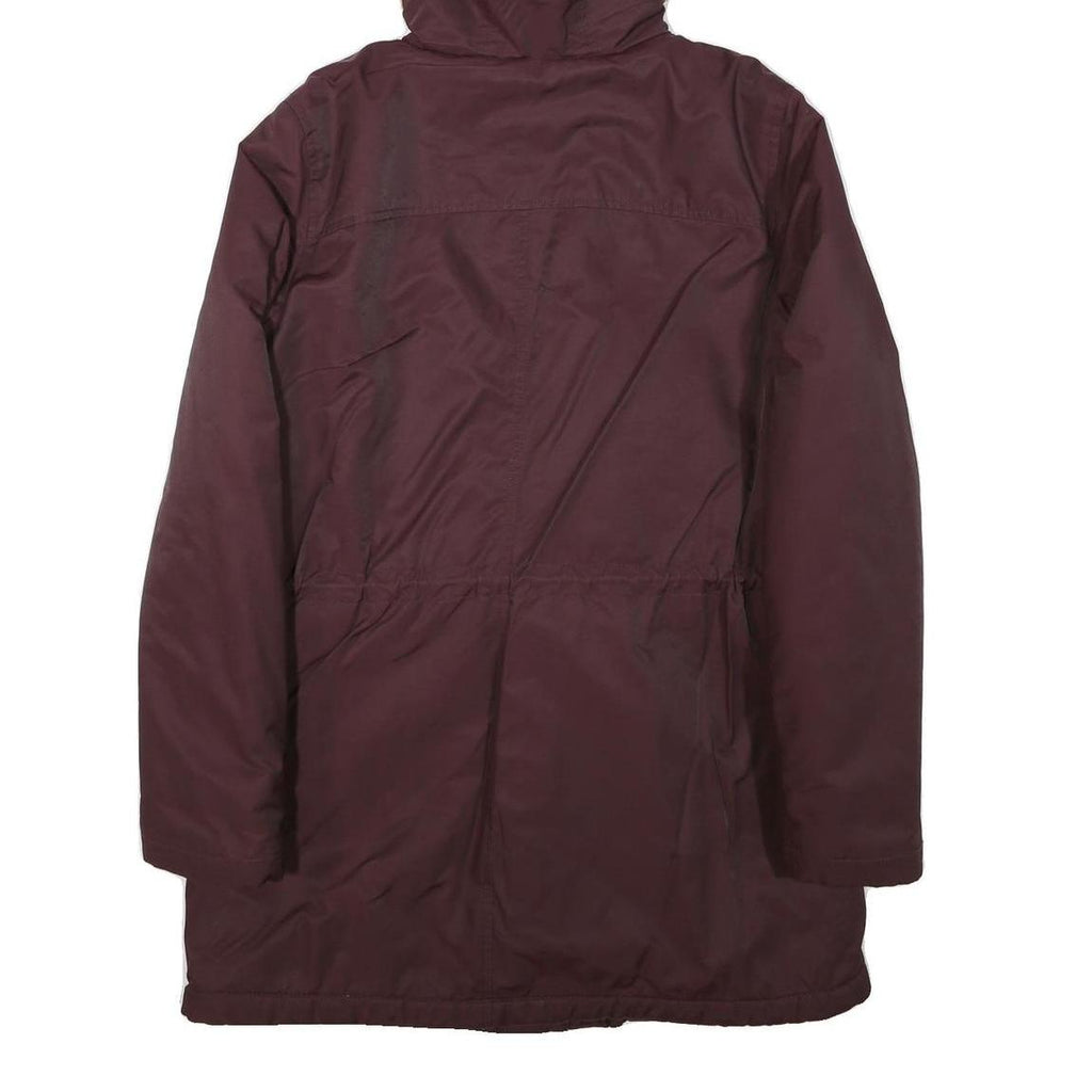 LEVI'S Womens Maroon Zip Jacket M Polyester Blend Plain Winter Parka Coat Hooded