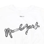 DKNY Womens White New York Printed Crop Top Sleeveless Round Neck UK 10 Casual