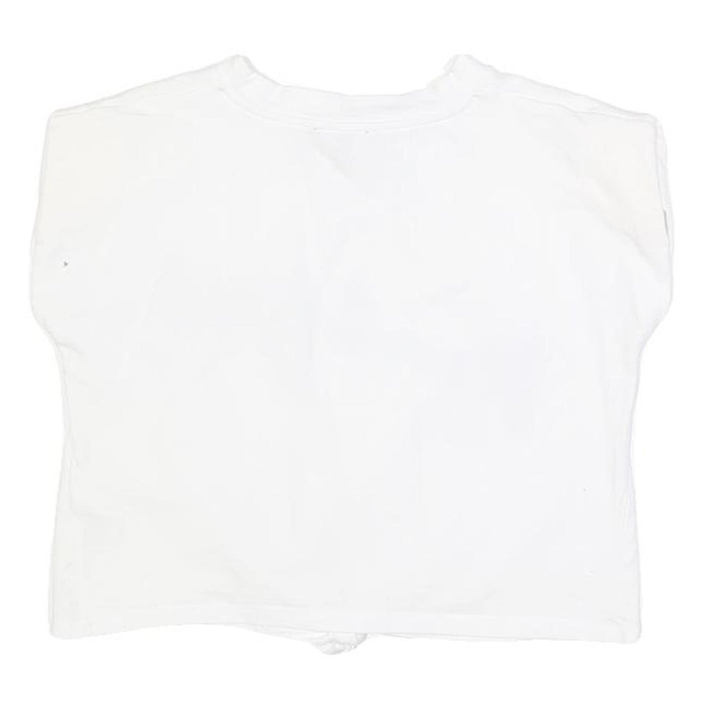 DKNY Womens White New York Printed Crop Top Sleeveless Round Neck UK 10 Casual