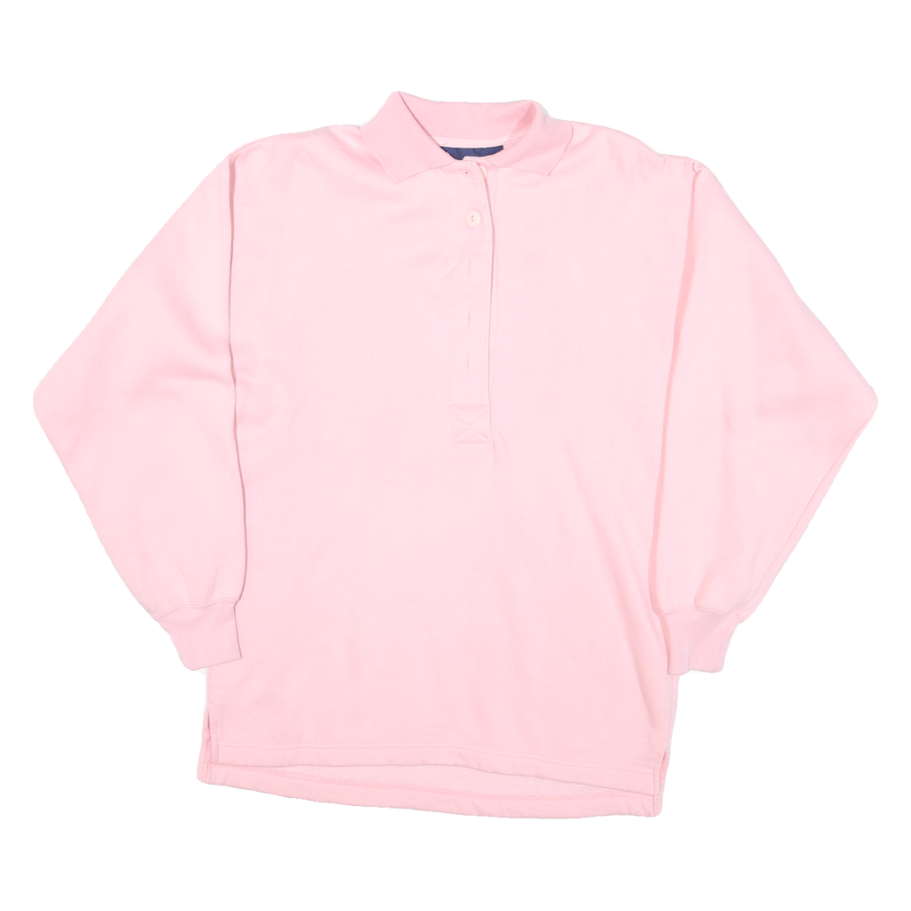 PERSPECTIVE Womens Pink Cotton Blend Collared M Long Sleeve Sweatshirt Pullover