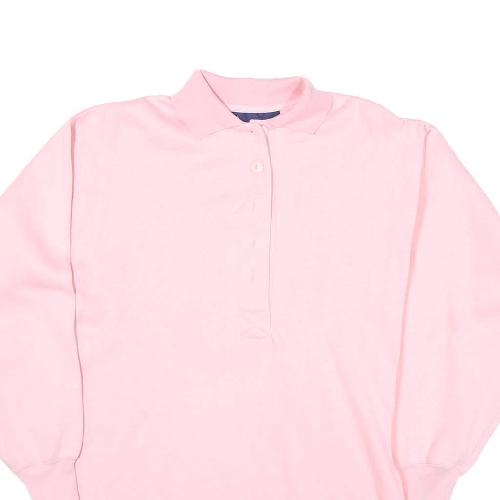 PERSPECTIVE Womens Pink Cotton Blend Collared M Long Sleeve Sweatshirt Pullover