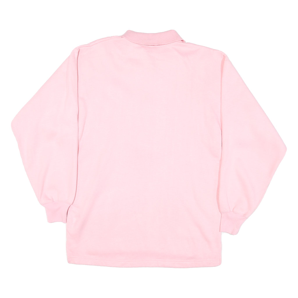 PERSPECTIVE Womens Pink Cotton Blend Collared M Long Sleeve Sweatshirt Pullover
