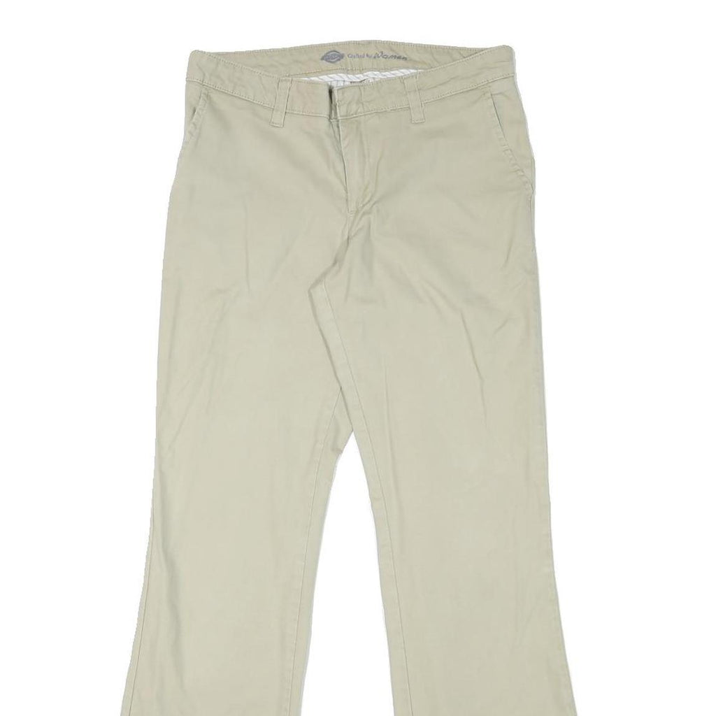 DICKIES Womens Cotton Blend Beige Regular Trousers W29 L30 Zip Casual Wear