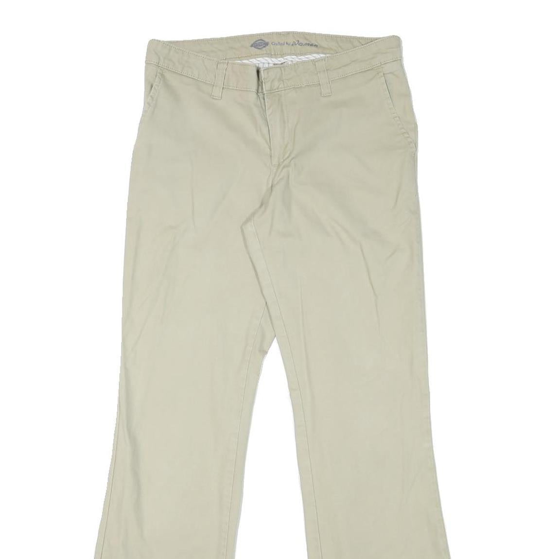 DICKIES Womens Cotton Blend Beige Regular Trousers W29 L30 Zip Casual Wear