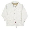 PIONIER Mens White Jacket L Polyester Blend Plain Zip Casual Lightweight