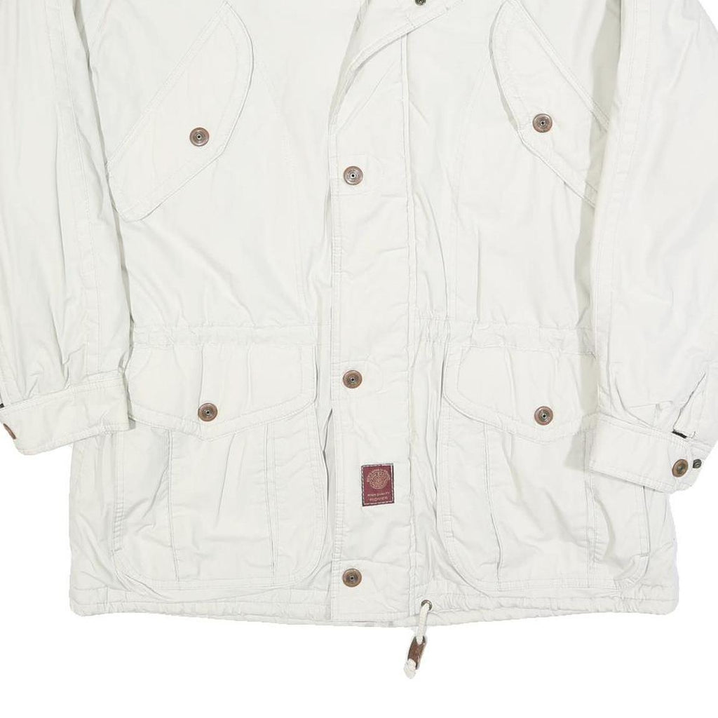 PIONIER Mens White Jacket L Polyester Blend Plain Zip Casual Lightweight