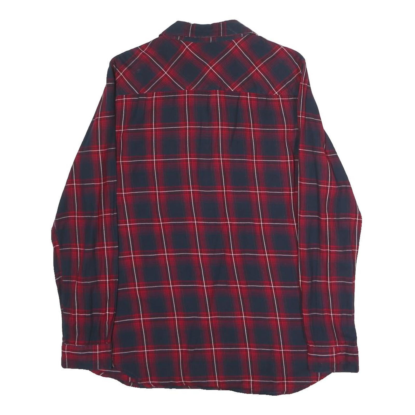 PIMKIE Mens Red & Navy Check Shirt M Cotton Blend Casual Button Front