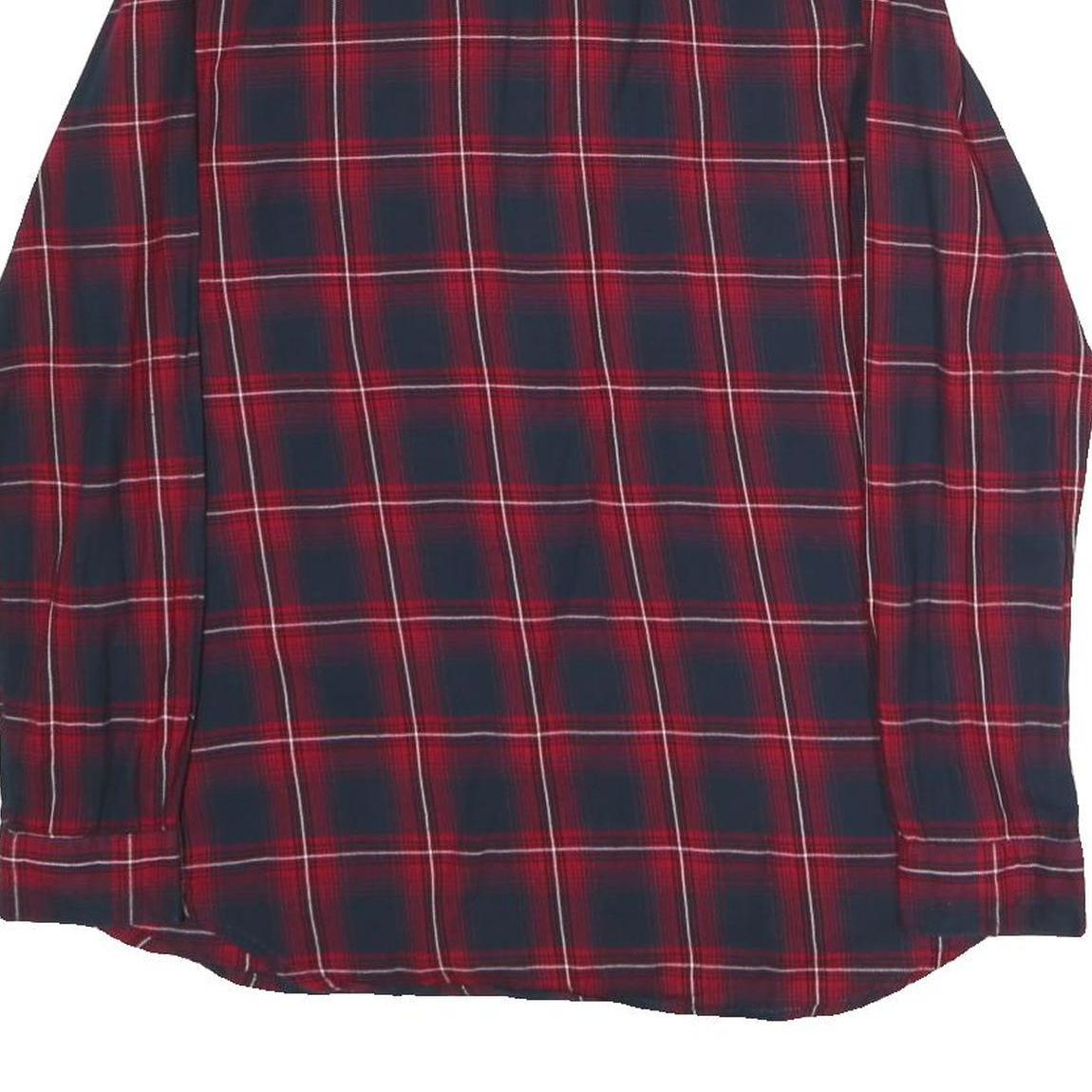 PIMKIE Mens Red & Navy Check Shirt M Cotton Blend Casual Button Front