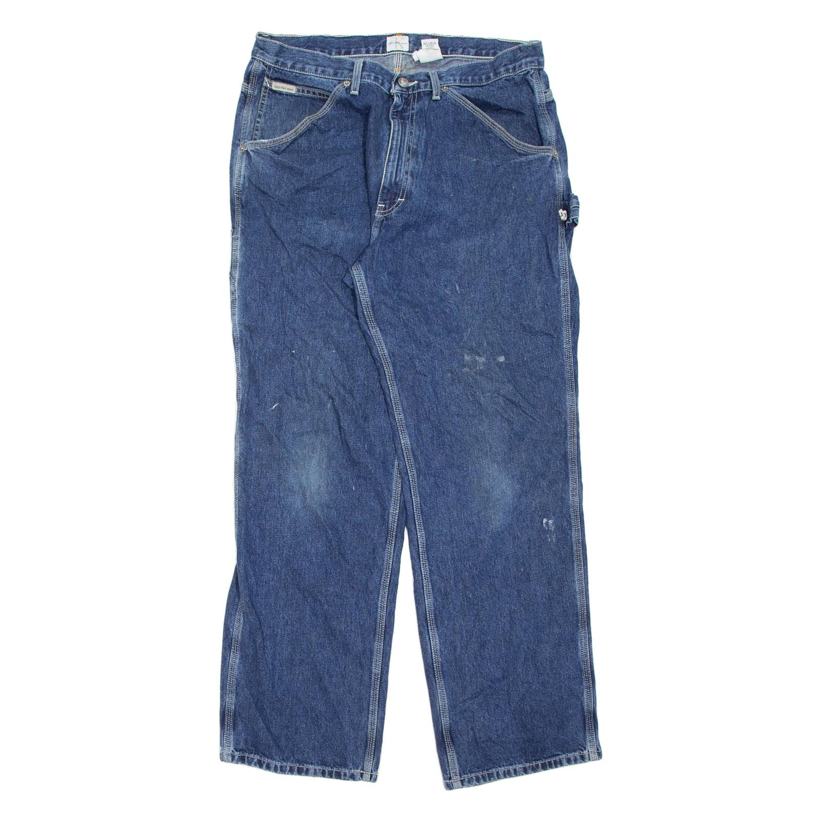 CALVIN KLEIN JEANS Womens Jeans Blue Relaxed Straight Stone Wash W34 L32