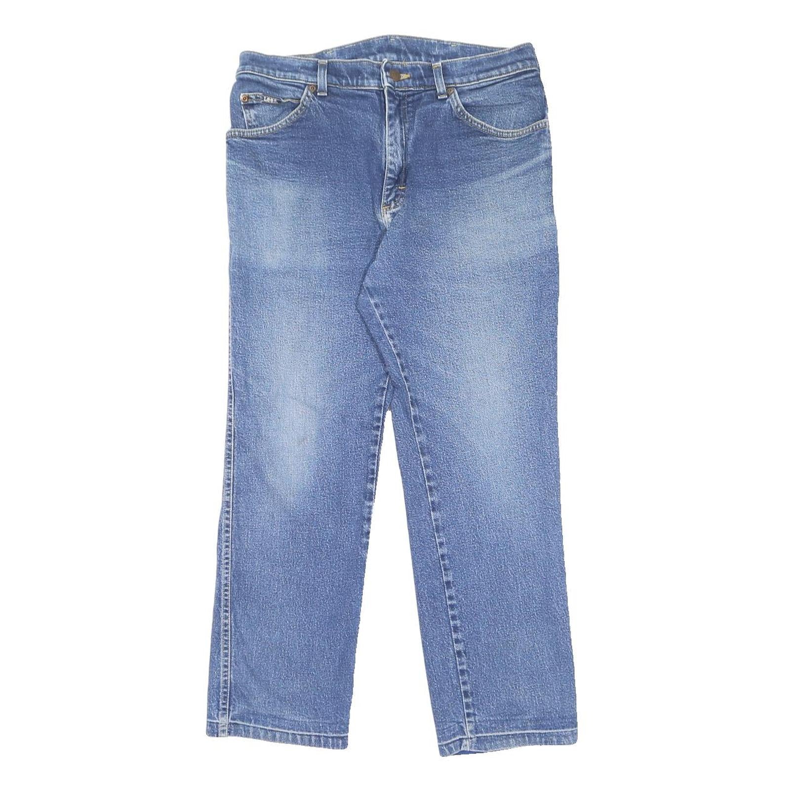 LEE Mens Blue Regular Fit Straight Leg Denim Medium Wash Jeans W34 L27 Classic