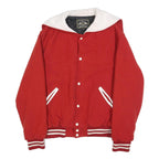 HOLLOWAY Womens Red & White Button Jacket L Wool Casual Varsity Style