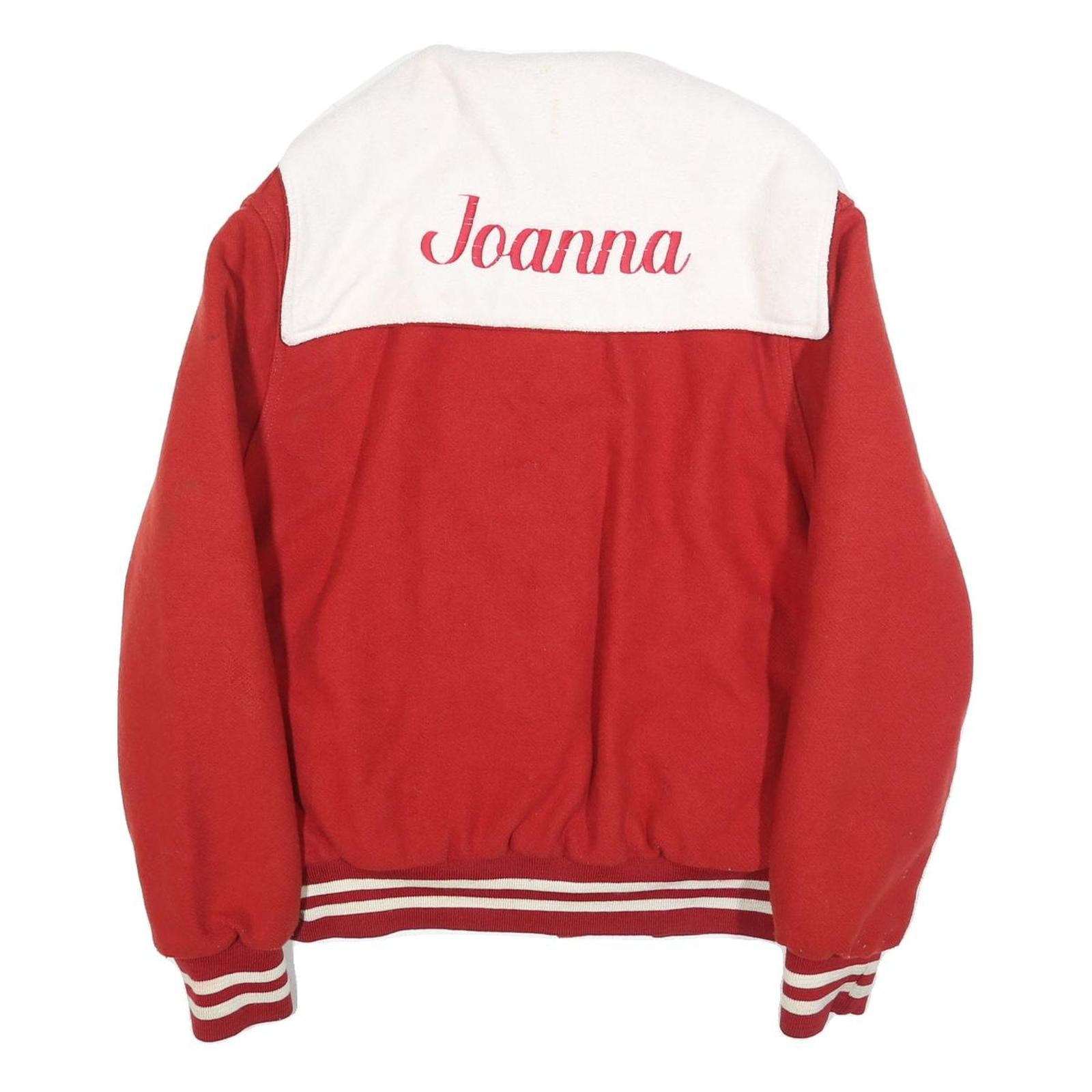 HOLLOWAY Womens Red & White Button Jacket L Wool Casual Varsity Style