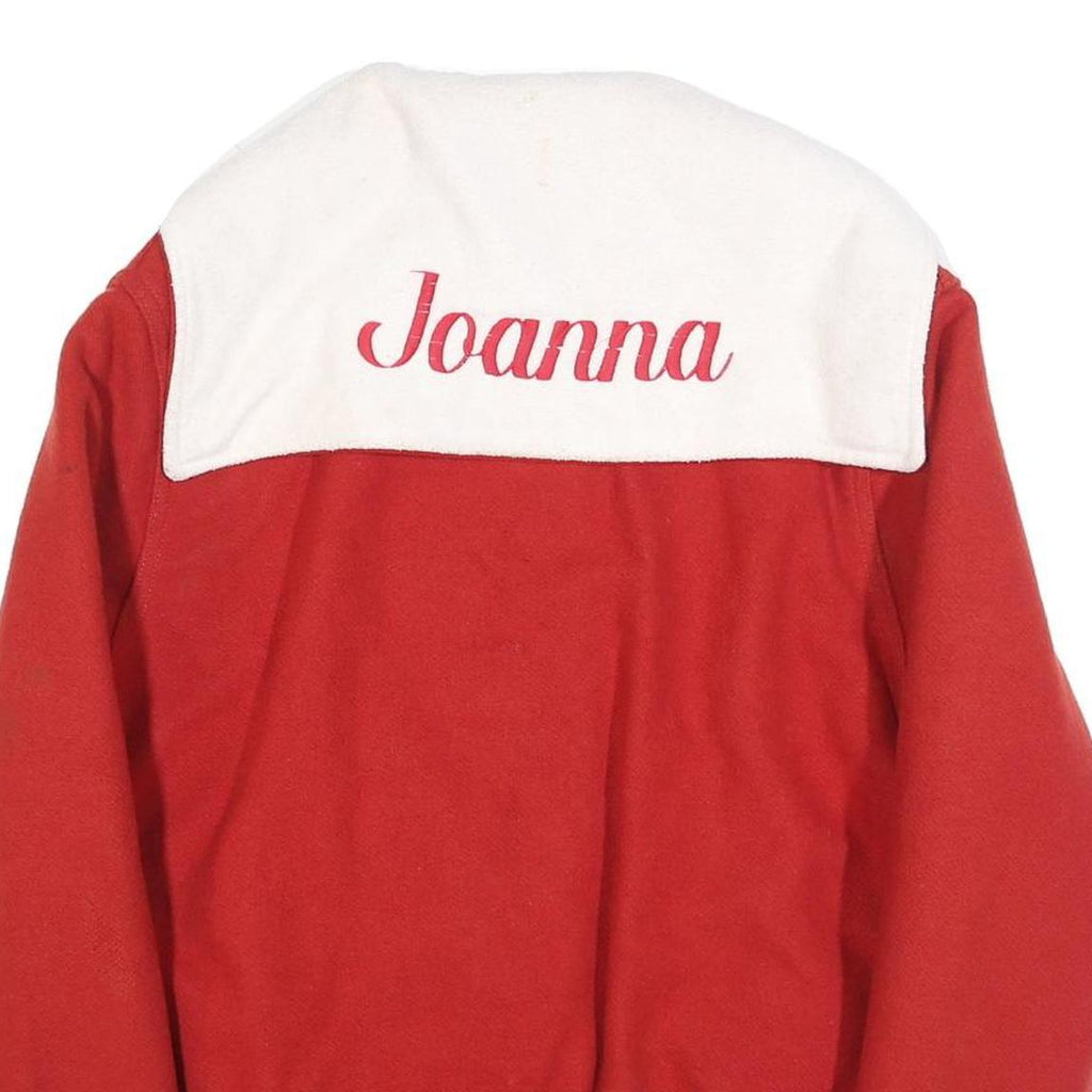 HOLLOWAY Womens Red & White Button Jacket L Wool Casual Varsity Style