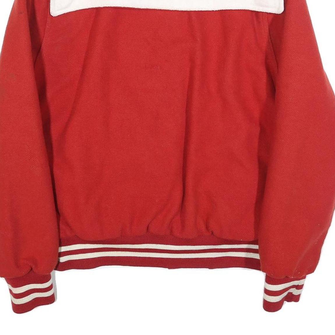 HOLLOWAY Womens Red & White Button Jacket L Wool Casual Varsity Style