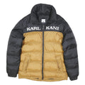 KARL KANI Mens Black & Gold Zip Puffer Jacket S Polyester Blend Streetwear