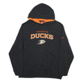 REEBOK Mens Black & Orange Anaheim Ducks Pullover Hoodie L Sports Fanwear