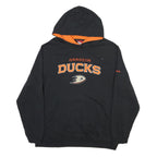 REEBOK Mens Black & Orange Anaheim Ducks Pullover Hoodie L Sports Fanwear
