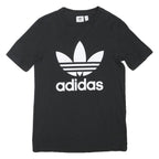 ADIDAS Womens Black Graphic T-Shirt UK 6 Short Sleeve Crew Neck Cotton Blend