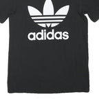 ADIDAS Womens Black Graphic T-Shirt UK 6 Short Sleeve Crew Neck Cotton Blend