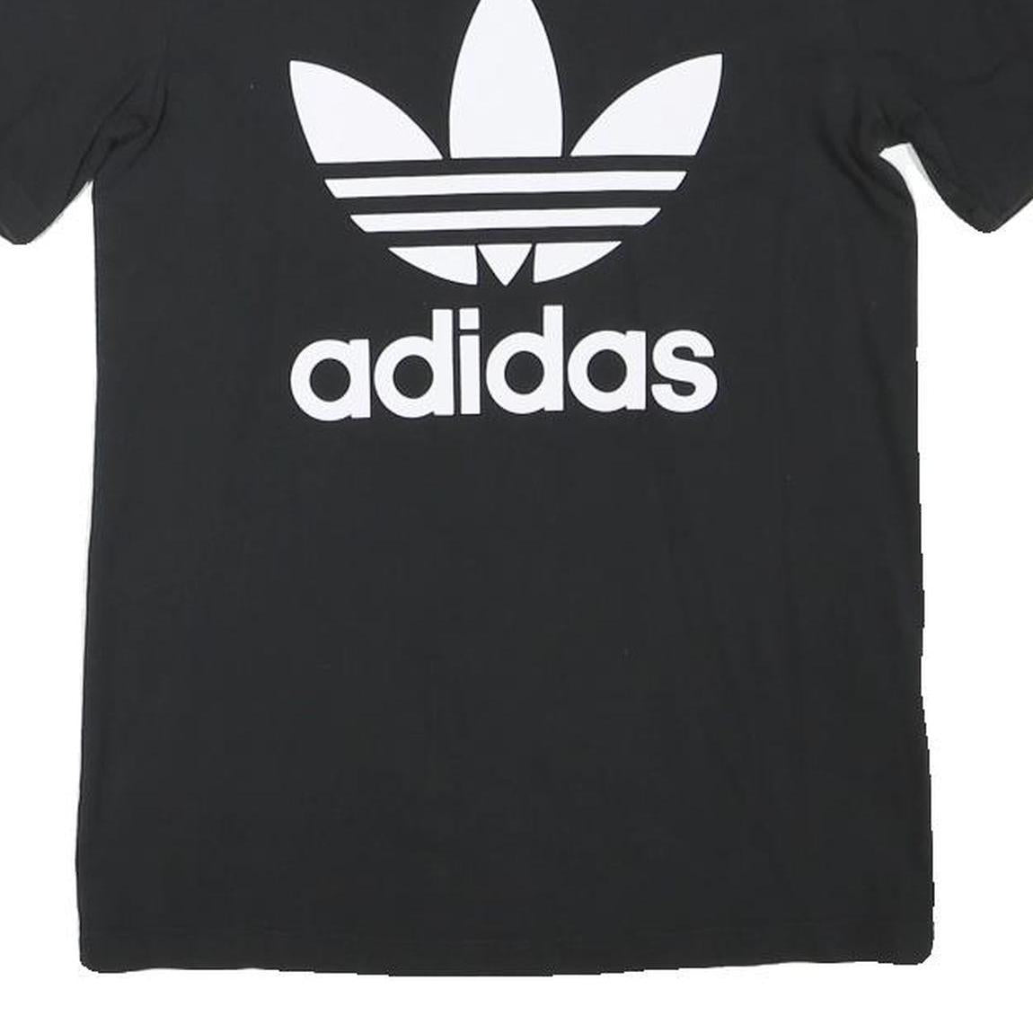 ADIDAS Womens Black Graphic T-Shirt UK 6 Short Sleeve Crew Neck Cotton Blend
