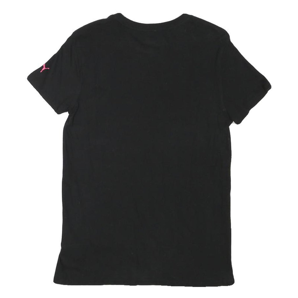 PUMA Mens Black & Pink Modern T-Shirt S Short Sleeve Crew Neck Cotton Blend