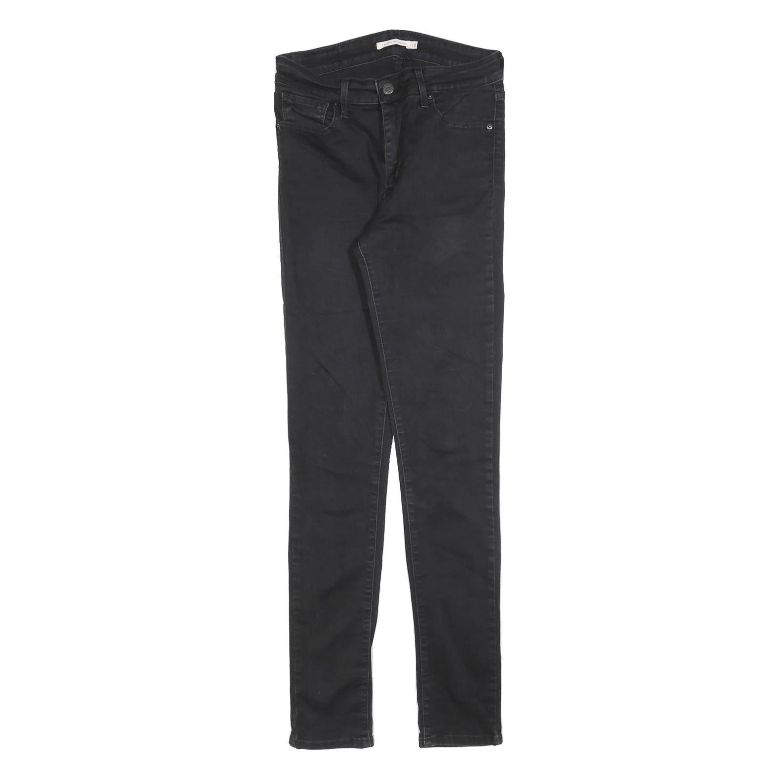 LEVI'S 721 Womens Jeans Black Slim Skinny Denim Medium W28 L32 Classic Fit Zip