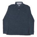 TOMMY HILFIGER Mens Blue Long Sleeve Plain L Cotton Blend Polo Shirt