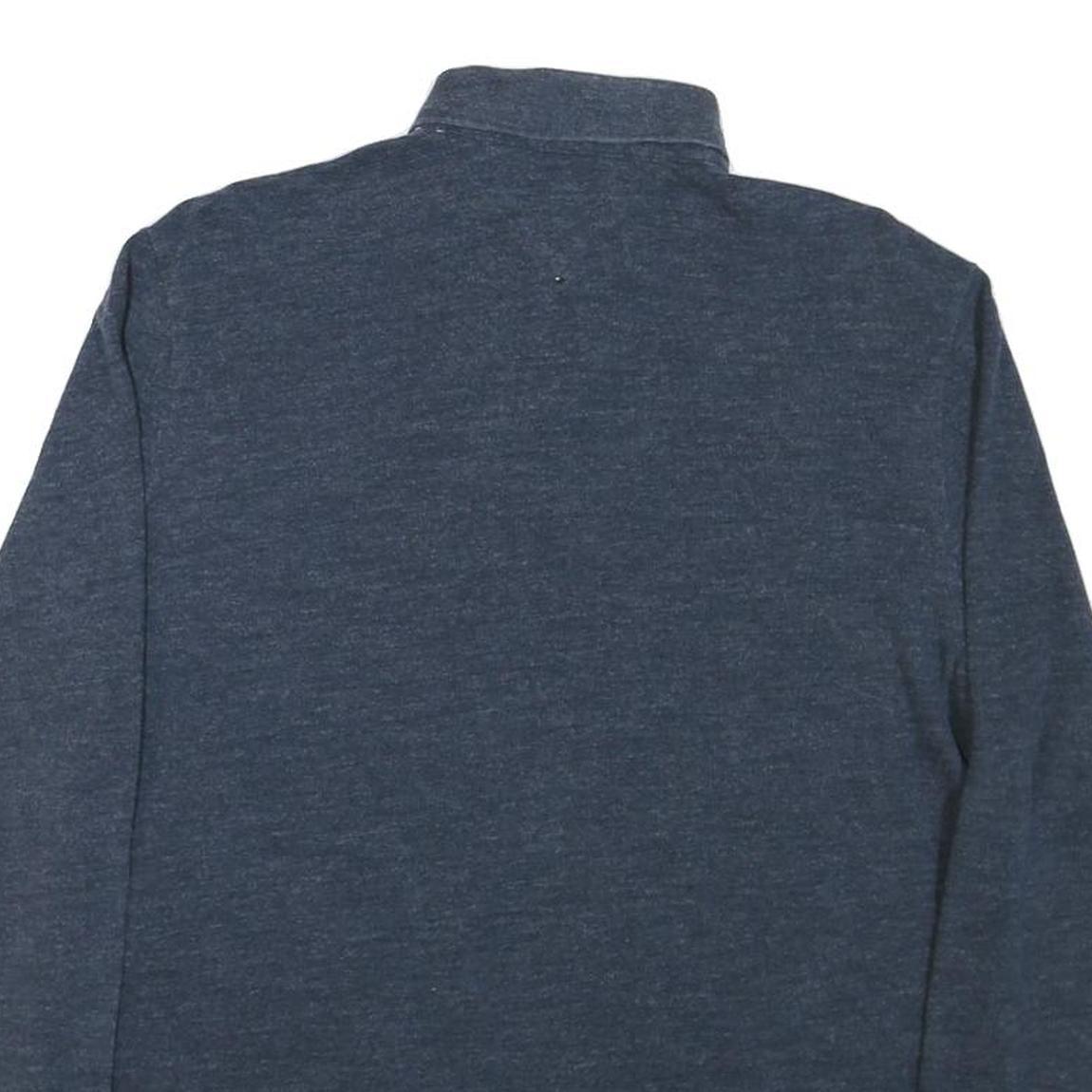 TOMMY HILFIGER Mens Blue Long Sleeve Plain L Cotton Blend Polo Shirt