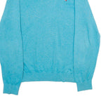 TOMMY HILFIGER Mens Blue Plain V-Neck Basic Knit Jumper XL Cotton Lightweight