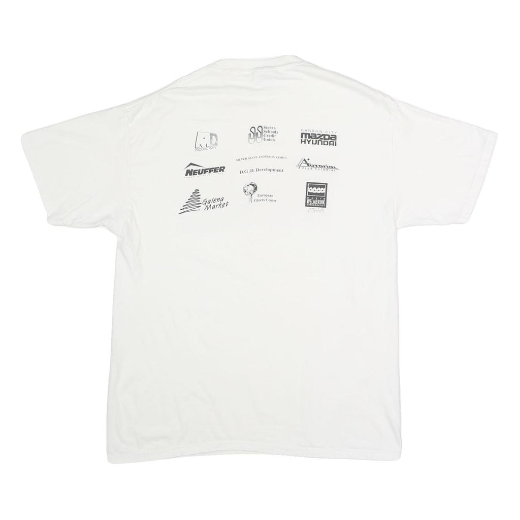 HANES Mens White Galena Basketball Graphic T-Shirt L Short Sleeve Crew Neck