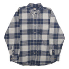 ROUGH CUT Mens Blue & White Checked Cotton Shirt L Casual Pattern Button-Down