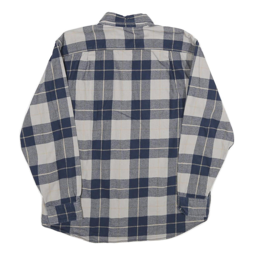 ROUGH CUT Mens Blue & White Checked Cotton Shirt L Casual Pattern Button-Down