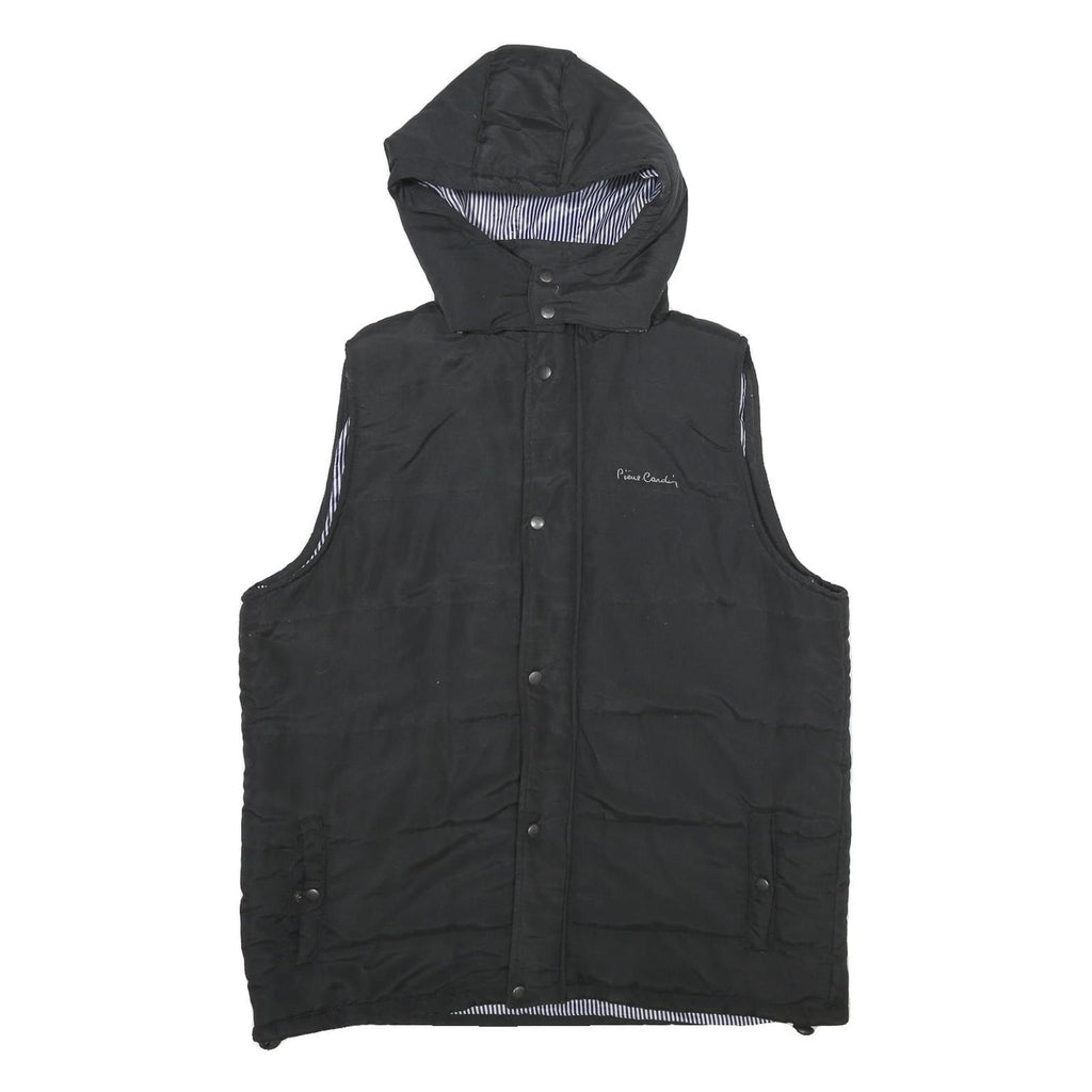 PIERRE CARDIN Mens Black Hooded Zip Jacket XL Polyester Plain Casual Outdoor