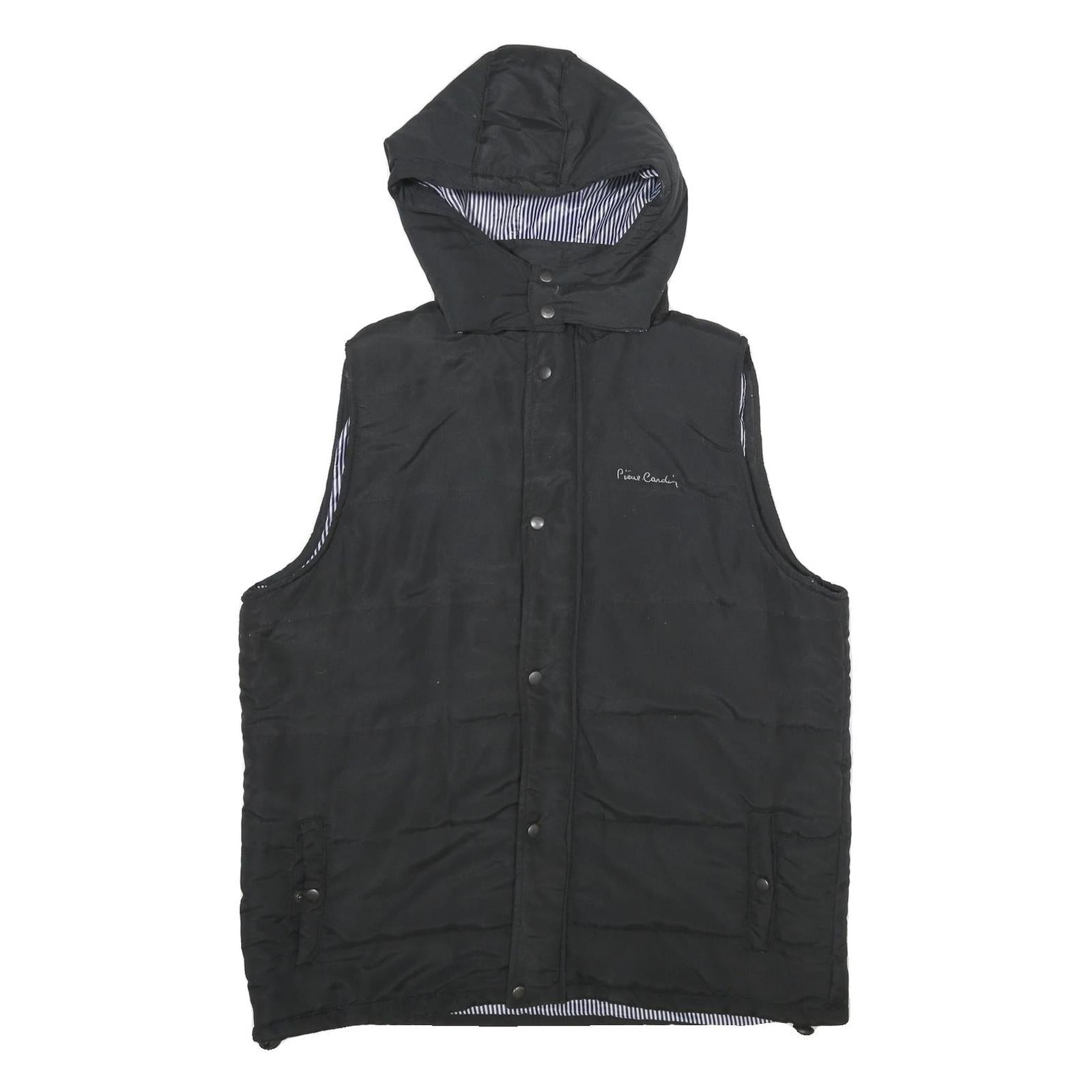 PIERRE CARDIN Mens Black Hooded Zip Jacket XL Polyester Plain Casual Outdoor