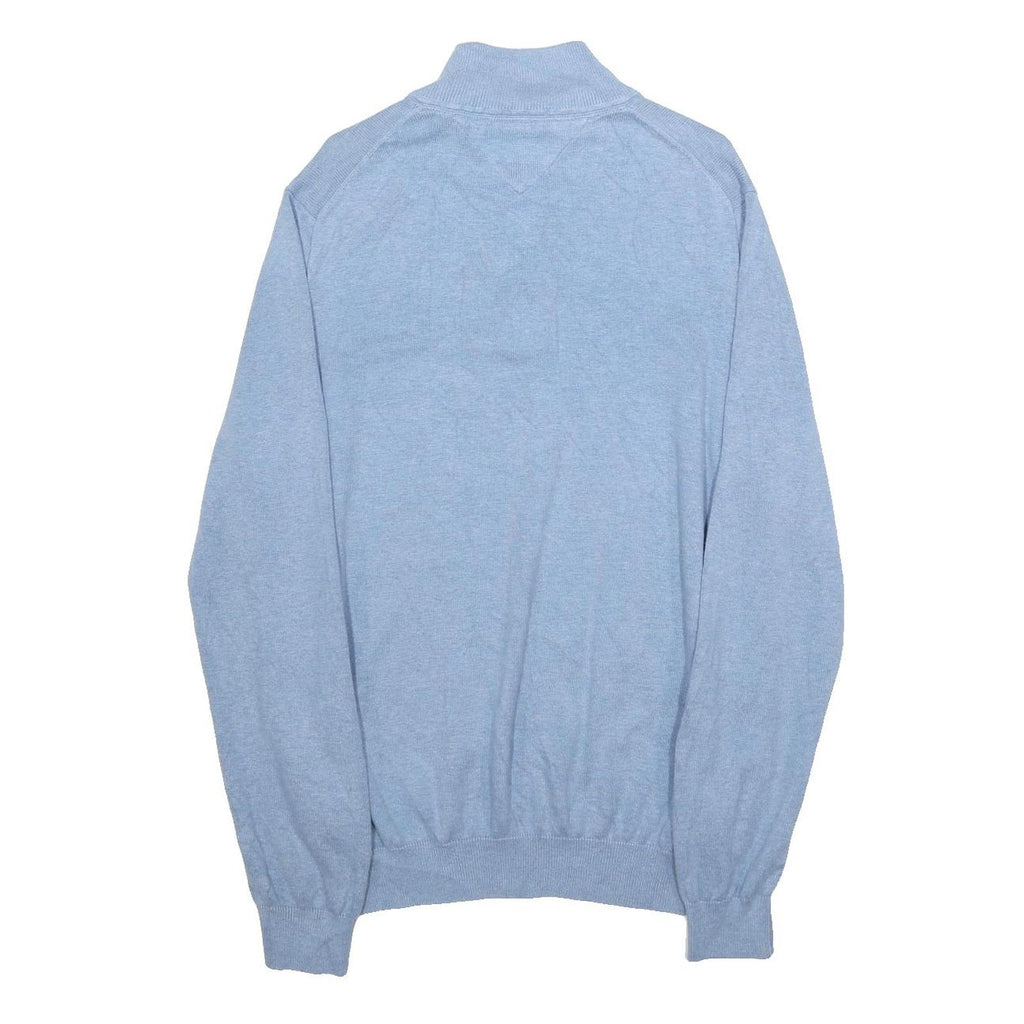 TOMMY HILFIGER Mens Blue Plain Cotton Pullover Crew Neck Jumper XL Casual
