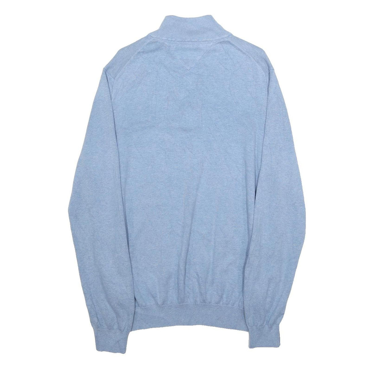 TOMMY HILFIGER Mens Blue Plain Cotton Pullover Crew Neck Jumper XL Casual