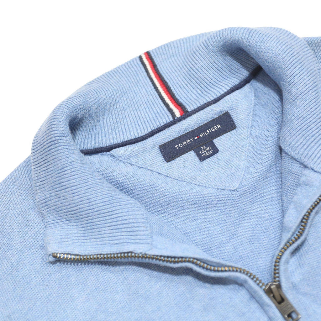 TOMMY HILFIGER Mens Blue Plain Cotton Pullover Crew Neck Jumper XL Casual