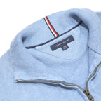 TOMMY HILFIGER Mens Blue Plain Cotton Pullover Crew Neck Jumper XL Casual